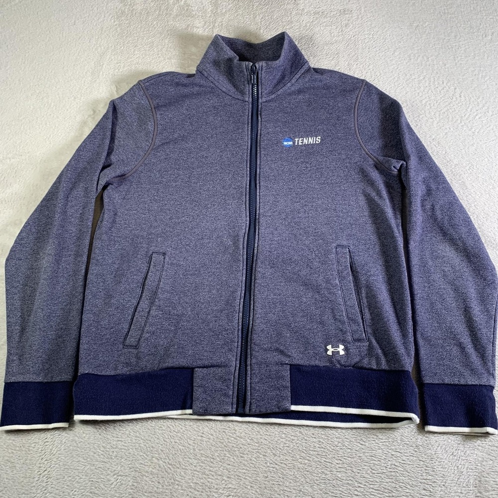 Under Armour Jacket Womens Large Blue Full Zip NCAA Tennis Track Warmup Loose